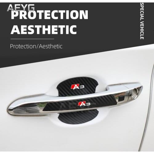 Car Door Handle Carbon Fiber Stickers Film For Audi A3 8p 8v 2021 2020 Protector Decals Vinyl Auto Automotive Goods Accessories
