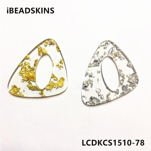 New arrival! 38x37mm 50pcs/lot Acrylic built-in silver foil effect geometric-shape charms for earring/Jewelry DIY making