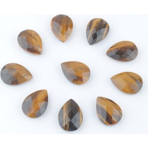 Wholesale 20Pcs /Lot Natural Faceted Stone Tigers Eye 13x18mm Teardrop Cabochon No Hole Beads Jewelry Making TU3369