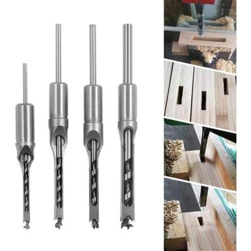 Hollow Chisel Mortise Drill Tool Woodworking Square Hole Punch Drill high-speed Steel Square Hole Saw Chisel Auger Drill Bit Too