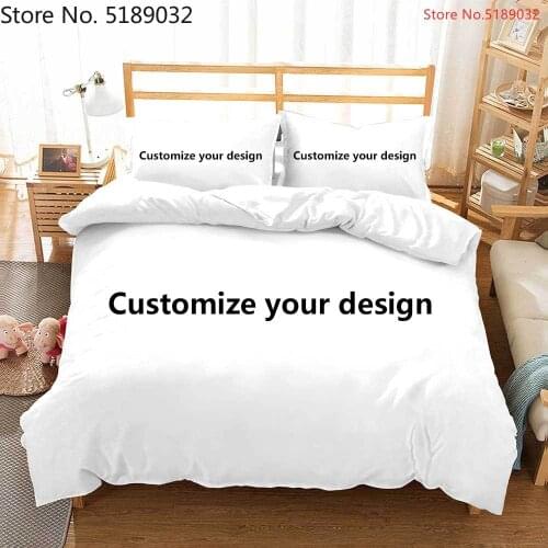 Custom Image Bedding Set with Pillowcase 2/3 Piece Luxury 3D Print Logo Twin Full Queen King Size Bed Cover Sets Home Bed Linen