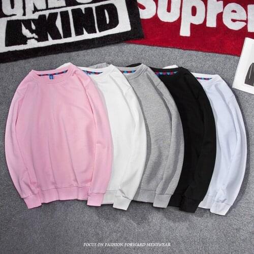 Causal Solid Hoodies Men Women Fashion Hoodie Pullover Youth College Sweatshirts Men No Hood O Neck Spring Autumn White Black