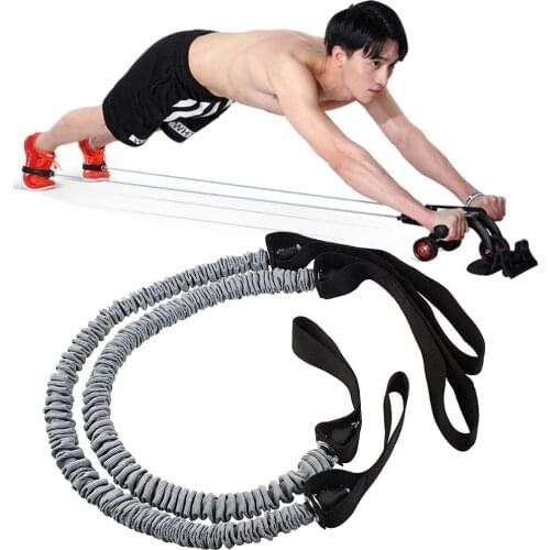 Fitness AB Roller with 2 PCS Elasticity Pull Rope Waist Abdominal Core Workout Abs Slimming Home Exercise Wheel Gym Equipment