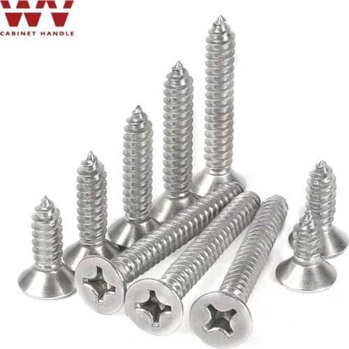 WV Stainless Steel Cross Recessed Countersunk Flat Head Self-tapping Screws M3 M3.5 M4 M5 M6 Phillips Screw Furniture Screws
