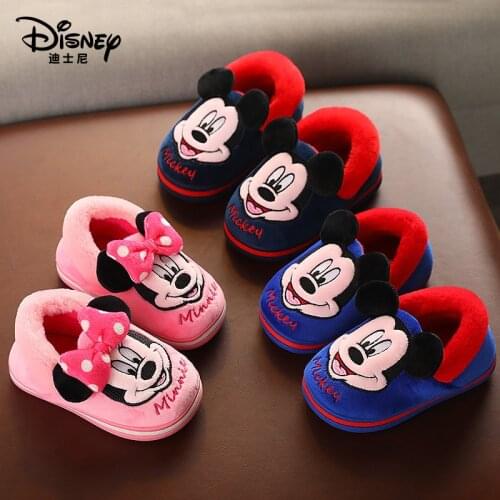 2020 Winter New Warm Children Slipper Cotton-Padded Shoes Baby Home Non-Slip Platform Plus Velvet Disney Kids Winter Slippers