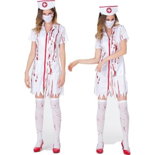 Halloween Vampire Bloody Horror Hospital Nurse Costume Cosplay Adult Fancy Dress halloween costume for women