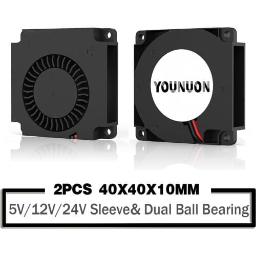 2PCS YOUNUON 40mm Blower Fan 4010 40x40x10mm DC Brushless Turbo Blower 3D Printer Fan 5V 12V 24V 4CM Double Ball Bearing Blower