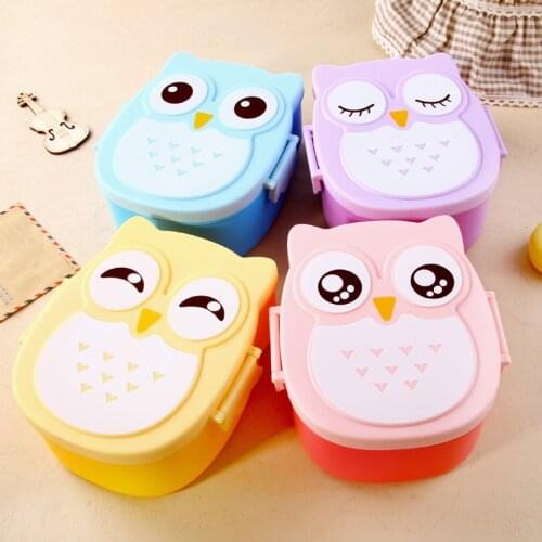 High-quality Cartoon Owl Shape Lunch Box Food Container Picnic Storage Box Portable Student Bento Box