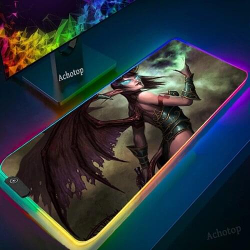 WOW Rgb Mouse Pad XXL Backlit Mat Gamer Gaming Accessories Mousemat Keyboard Mouse Computer with Cable for World of Warcraft Led