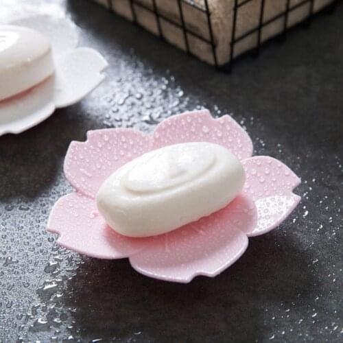 Sakura Shaped Soap Box Non-Slip Detachable Double Layer Soap Save Dish Solid Color Draining Soap Dish Bathroom Accessories