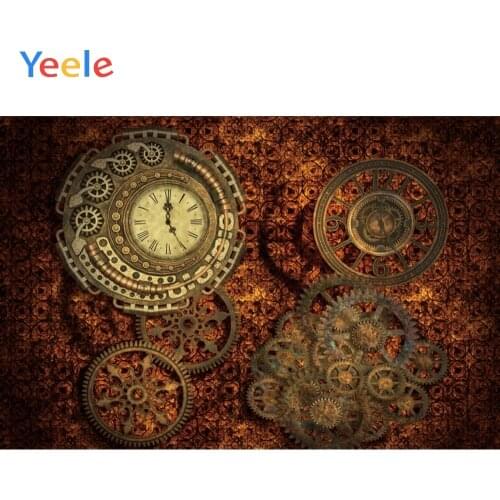 Yeele Stream Punk Gearwheel Clock Grunge Retro Party Photography Backgrounds Customized Photographic Backdrops for Photo Studio