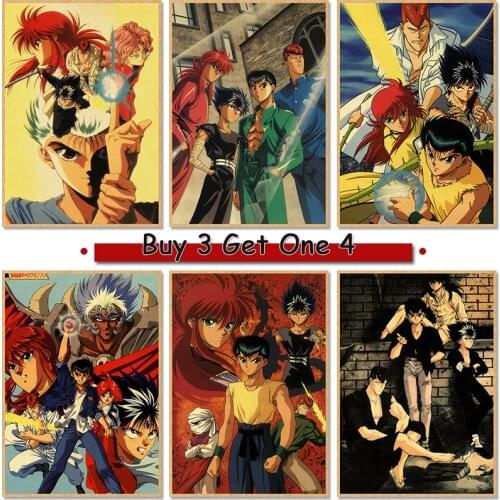 YuYu Hakusho Anime Poster, Kraft Paper Vintage Print 4K High Quality, Home Interior Decoration Picture Art Wall Sticker