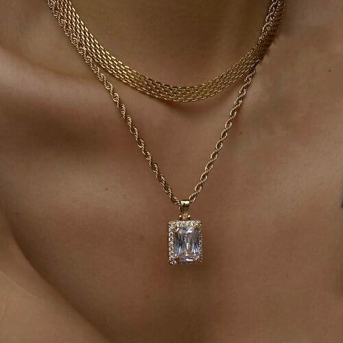 YWZIXLN 2021 Trend Elegant Jewelry White Crystal Pendant Twist Chain Necklace Unquie Women Fashion Necklace Wholesale N0214