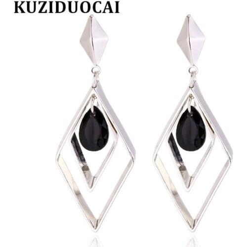 Kuziduocai 2018 New Fashion Fine Jewelry Crystal Triangular Geometry Droplet Aluminium Alloy Stud Earrings For Woman Gifts E-536