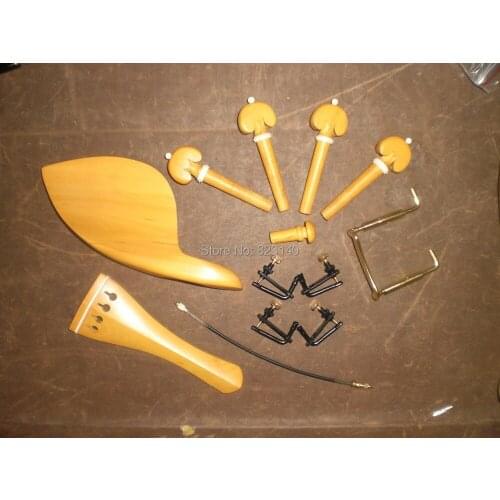 1 set Boxwood(bone ring) Violin parts 4/4 with string adjuster, chin rest screw & tail gut