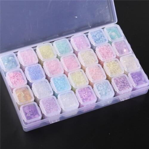 1 Box 28 Colors Rice Glass Beads Sequin Pearls Collection French Embroidery DIY Handmade Clothing Accessories Material Package