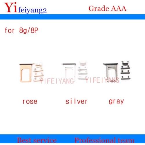 100set YIFEIYANG New For iPhone 8 8g 8 Plus Nano Sim Card Tray + Volume Key Button+Power Key Switch On/Off Button + Mute Switch