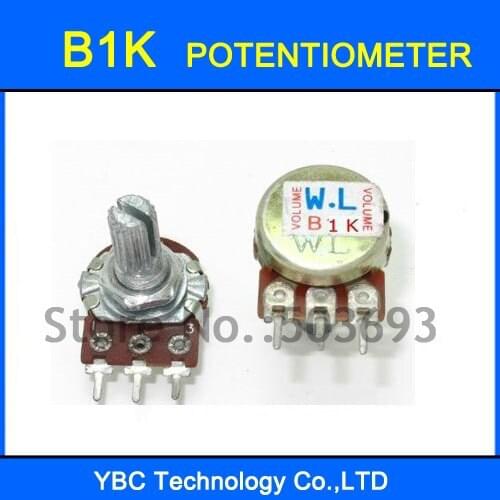 20pcs B1K 20MM 3 Pins Rotary Potentiometer Free Shipping