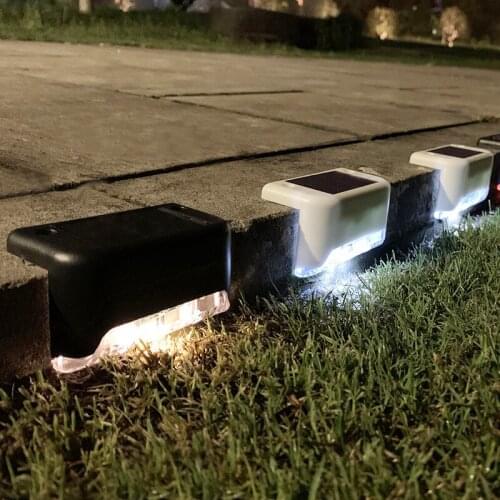 4pcs LED Solar Stairs Lights Outdoor Garden Waterproof Light Pathway Courtyard Patio Steps Fence Lamps Solar Wall Landscape Lamp