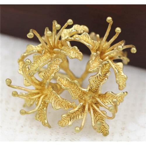 6pcs Metal Brass Casted Lycoris Radiata Bana Flower For Decoration Charms Quality Gold Silver Color Jewelry Supplies Accessories