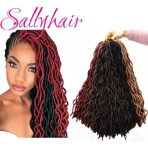 Sallyhair 6 Packs 24 Strands/Pack 8 Colors Faux Locs Curly Synthetic Crochet Braids Hair Extension Locks Bug Black