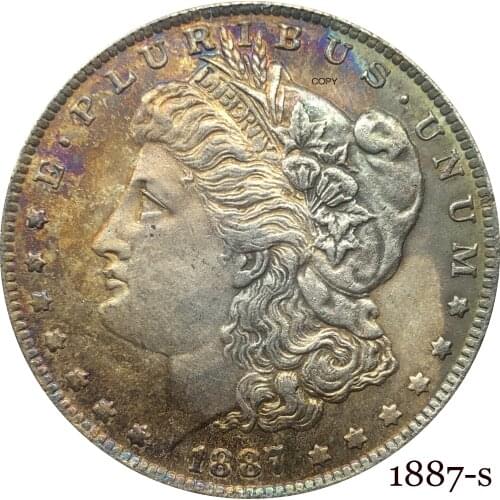 United States Of America 1887 S Morgan One Dollar US Coin Liberty Cupronickel Silver Plated In God We Trust Copy Coin