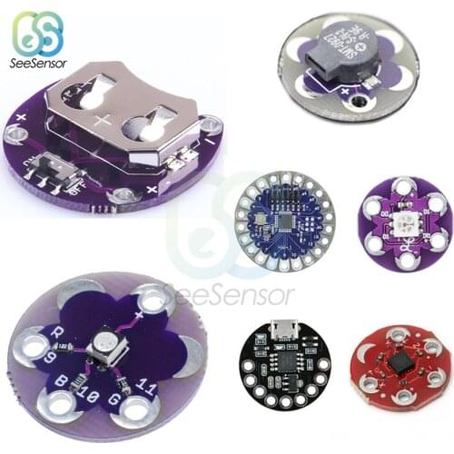 ATmega32U4 LilyPad for Arduino DIY Kits Micro USB ATtiny85 LilyTiny Main Board LED Buzzer WS2812 RGB CR2032 ADXL335