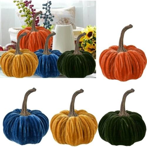 Handmade Velvet Artificial Foods Pumpkins Decor Super Soft Stuffed with Exquisite Halloween Holiday Diy Decor