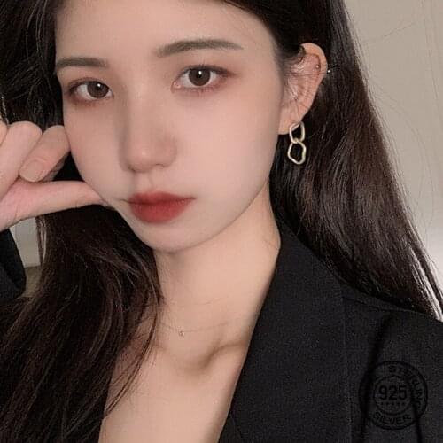 Double Layer Geometry Stud Earrings For Women Irregular Square Charm Hoop Ear Ring Female Fashion Elegant Evening Party Jewelry