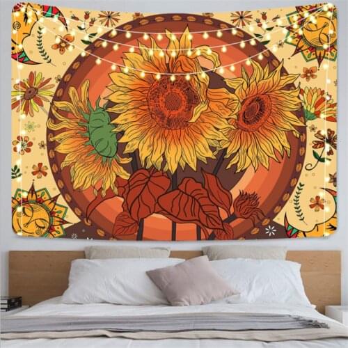 Art Burning Sun Tree of Life Tapestry Wall Hanging Sandy Beach Throw Rug Blanket Camping Travel Mattress Sleeping Pad Tapestries