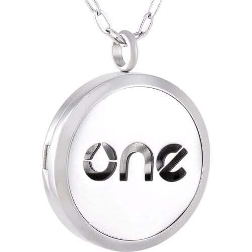 IJP0123 "ONE" Stainless Steel Aromatherapy Essential Oils Diffuser Perfume Free 12 Pads Pendant Necklace Beautiful Gift