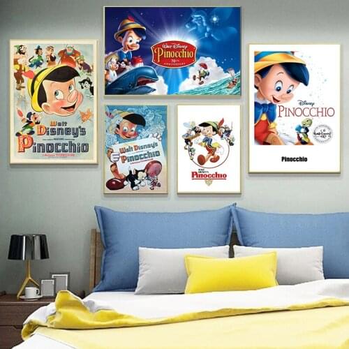 Cartoon Pinocchio Canvas Painting Disney Proboscis King Character Poster Prints Cuadros Wall Art Picture for Kid Room Home Decor