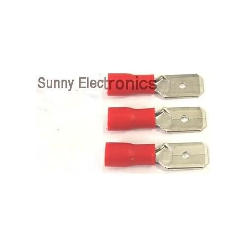 1000 pcs 6.3mm Red MALE INSULATED ELECTRICAL SPADE CONNECTOR TERMINALS,WIRING,CRIMP 22-16 AWG free shipping