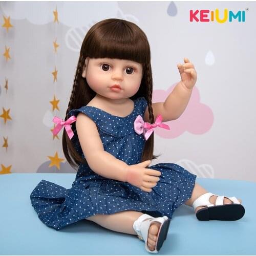 KEIUMI Reborn Baby Doll 55CM Full Silicone Body Reborn Baby Girl Newborn Beautiful Doll Package Well For Childrens Day Playmate