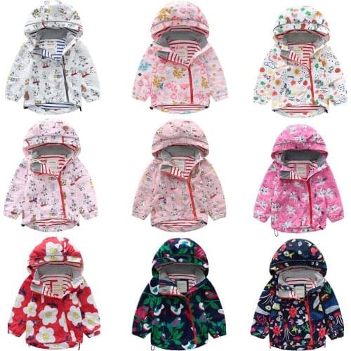 Spring Autumn Girls Jacket Cute Cartoon Print Children Coats Baby Clothes Outerwear Reflective Stripe Boys Jackets 1-7T