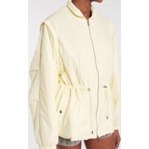 2021 Early Spring New Retro Detachable Sleeves Drawstring Waist Small Stand-up Collar Casual Slim Light Cotton Jacket