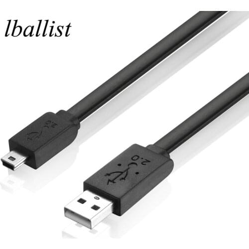 Lballist Flat USB Mini 5P Cable USB2.0 Type A Male to Mini 5P Male Data Cable For MP3 MP4 GPS Camera