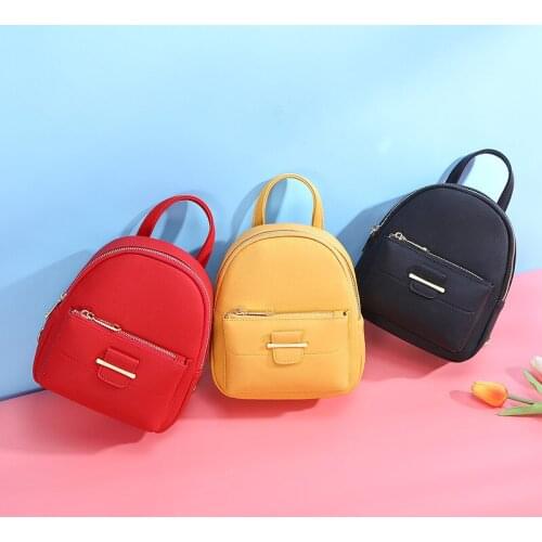 Fashion Women Leather Backpack Little Girl Schoolbag Shoulder Bag Detachable Straps Breathable Zipper Pocket