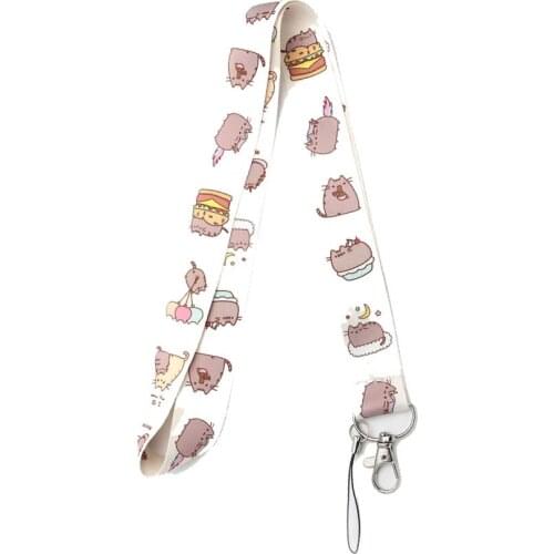 Cartoon Little Fat Cat Neck Strap Keychain Lanyards For ID Badge Holder Mobile Phone Straps Webbing Ribbon DIY Hang Rope Keyring