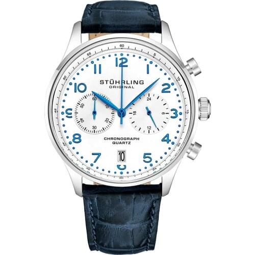 896.01 Stührling Chronograph 42mm Swiss Production Men Wristwatch Clock