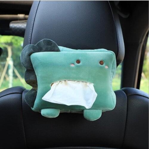 New Car Tissue Pumping Creative Cute Cartoon Plush Car Seat Hanging Tissue Box Bag Car Interior Accessories