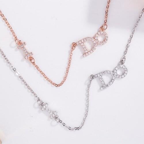 Custom Full Zircon Letter Necklace Personalized wedding necklace Luxury Name nameplated jewellery for wome Girl Gifts