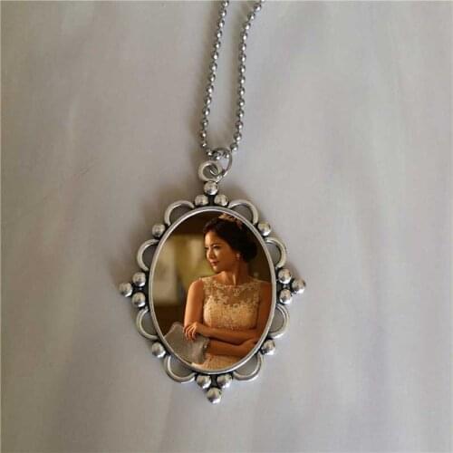 Sublimation blank ancient silver necklace pendants retro vintage hot transfer printing ellipse pendant diy consumables 15pcs/lot