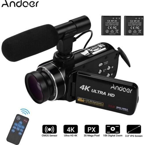 Andoer 4K Ultra HD Handheld DV Professional Digital Video Camera CMOS Sensor Camcorder 3.0 Inch IPS Monitor Burst Shooting
