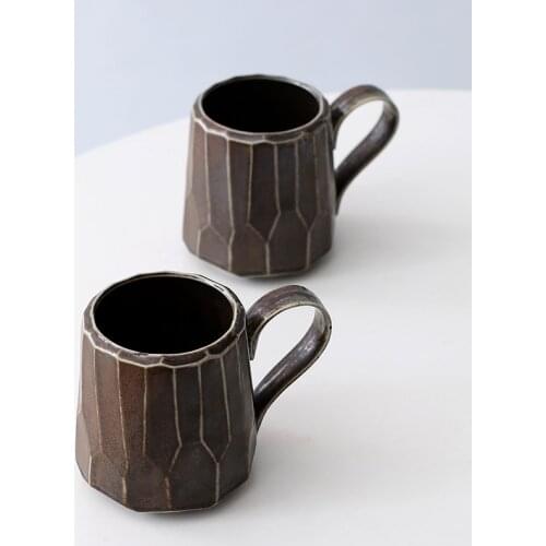 Retro brief art handmade ceramic coffee cup Nostalgic style cup