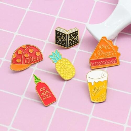 RNGCartoon Allez Hat Pineapple Cake Beer cup Book bottle Paint greetings Pineapple PIN Enamel Pin Buckle Lapel Pin badge
