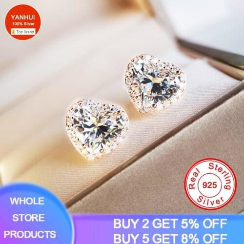 Luxury Brand Noble Heart Shape 5A Cubic Zircon Stones Earing Women 925 Sterling Silver Temperament Fashion Jewelry 2021 Earrings