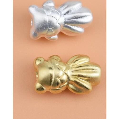 S999 silver 3D hard silver jewelry accessories, gold-plated small goldfish beads, diy hand-woven accessories