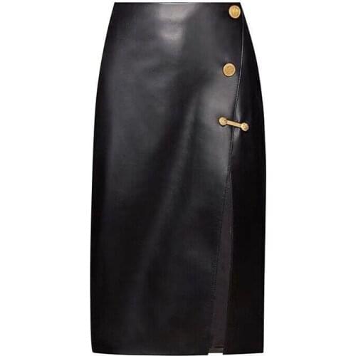 Spring Autumn High Quality Sheepskin Real Womens pencil skirt Chic women High-rise leather skirts C563