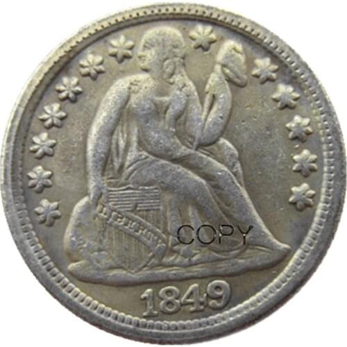 US 1849 P/S Liberty Seated Dime Silver Plated Copy Coin